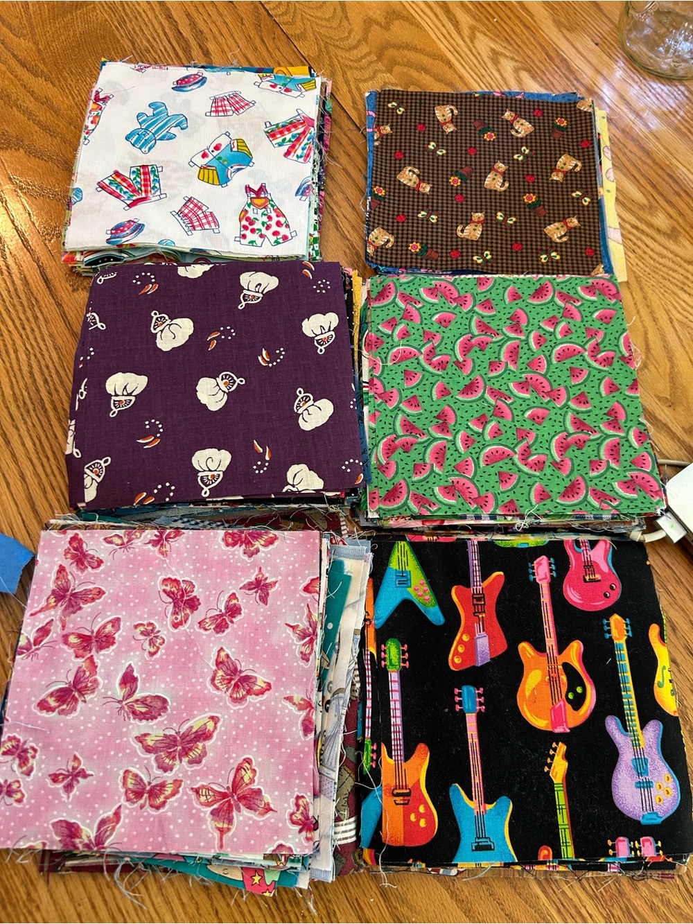 Assorted Cotton Fabric Squares Quilting Sewing 6.5 x 7”